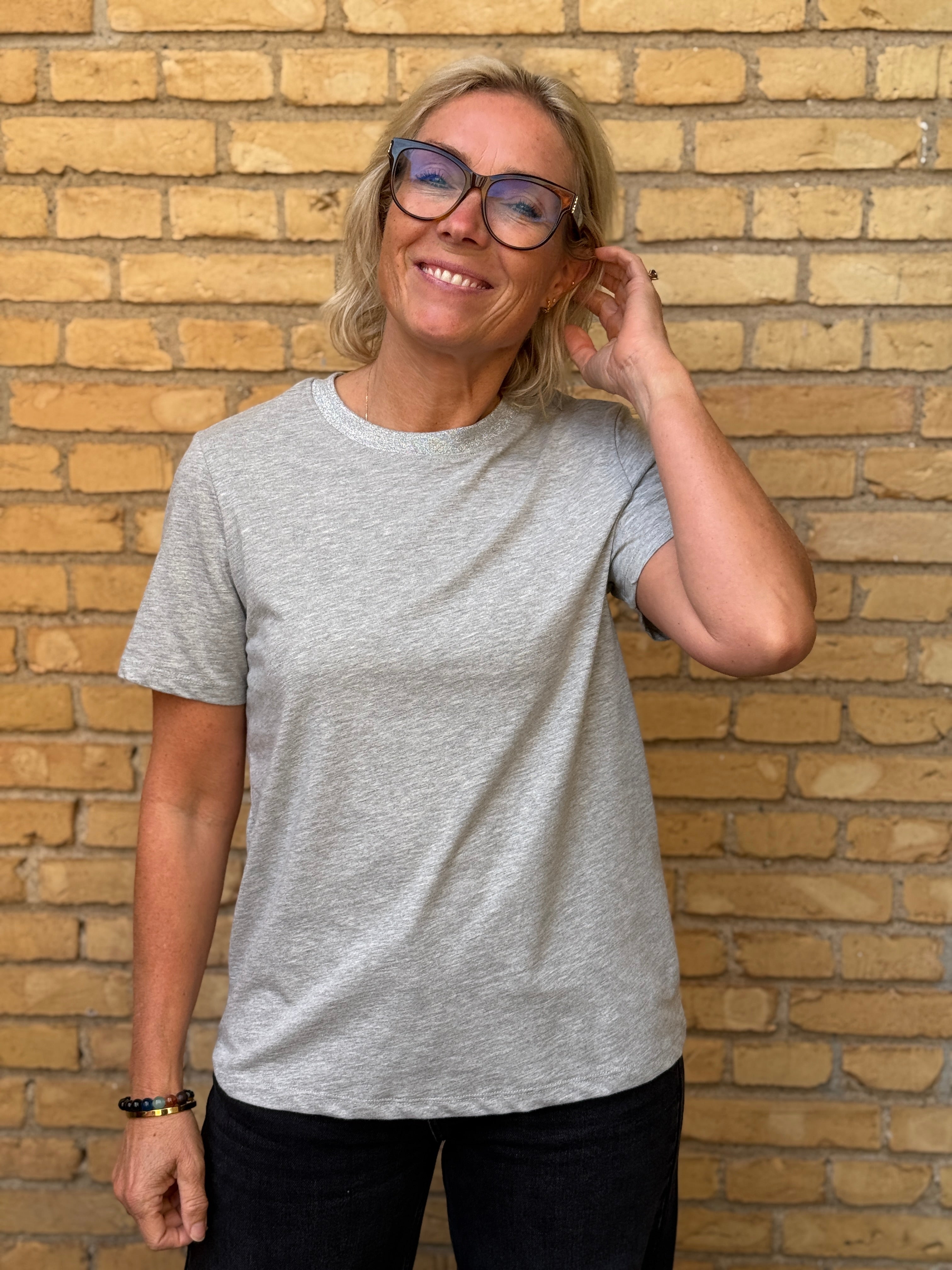 PCRIA T-shirt - Glitter x Light Grey